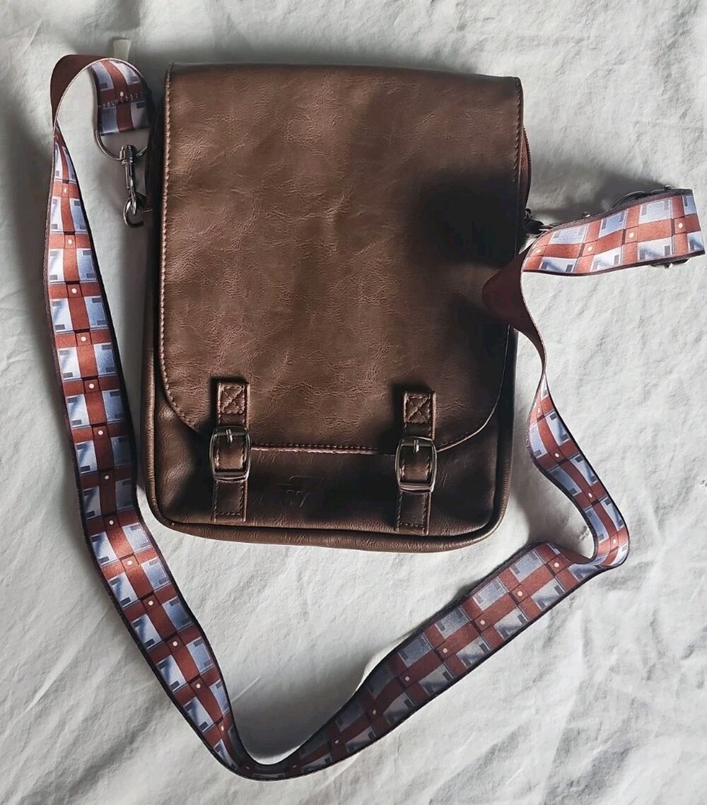 Star Wars Disney Parks D-Tech Crossbody Messenger Bag Brown Faux Leather
